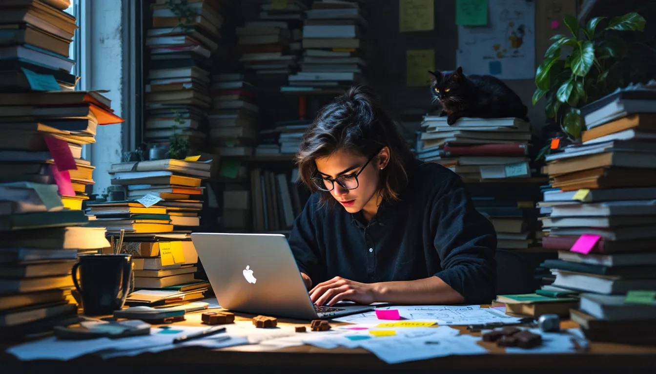 A grad student working hard on their reading schedule.