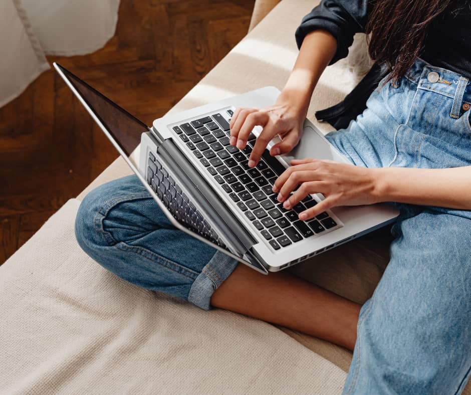 Blogging on a laptop