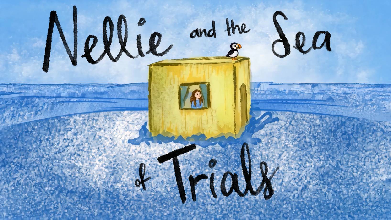 The title of my book with Nellie in the ocean!