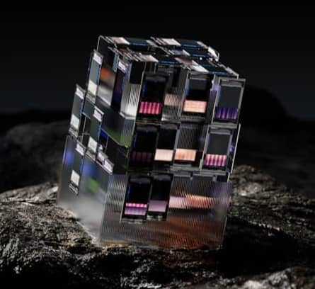 a cube shaped building on a rock