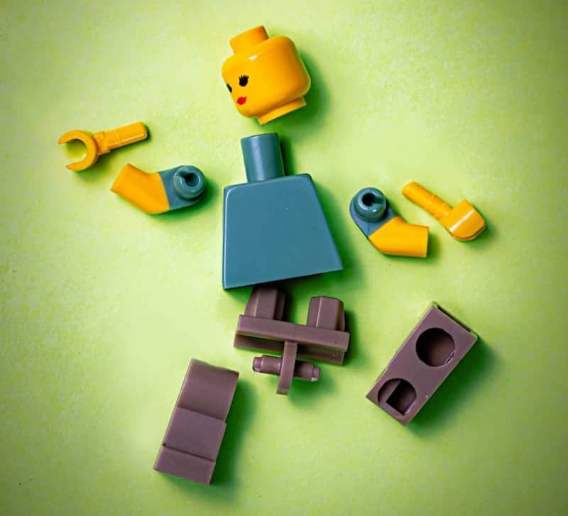 blue orange green and yellow plastic toy