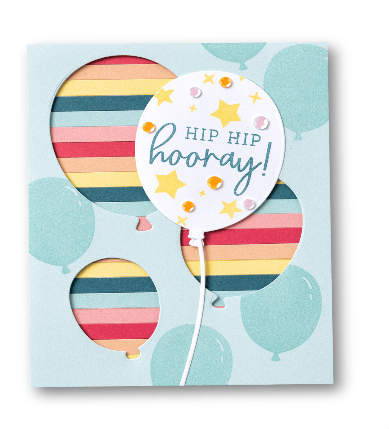A clever card featuring strips of cardstock on the background