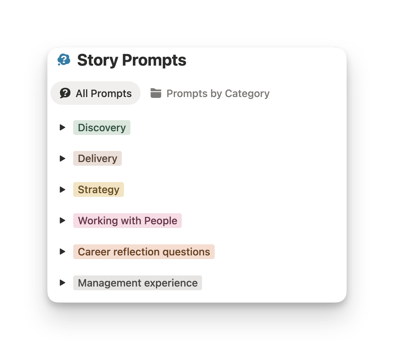 Story Prompts and Categories