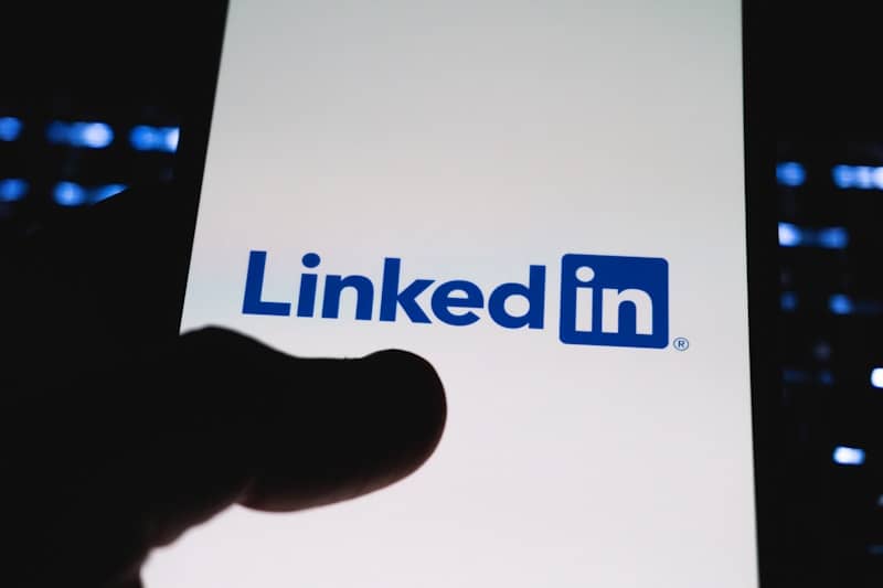 Linkedin logo displayed on a smartphone screen.