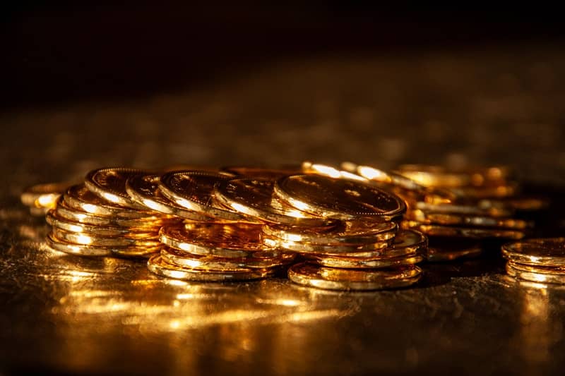 A pile of shiny gold coins