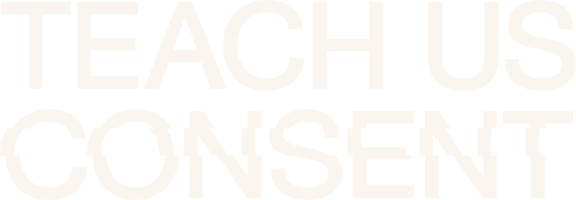 The text 'Teach Us Consent' in capital letters, with the word 'consent' slightly glitched
