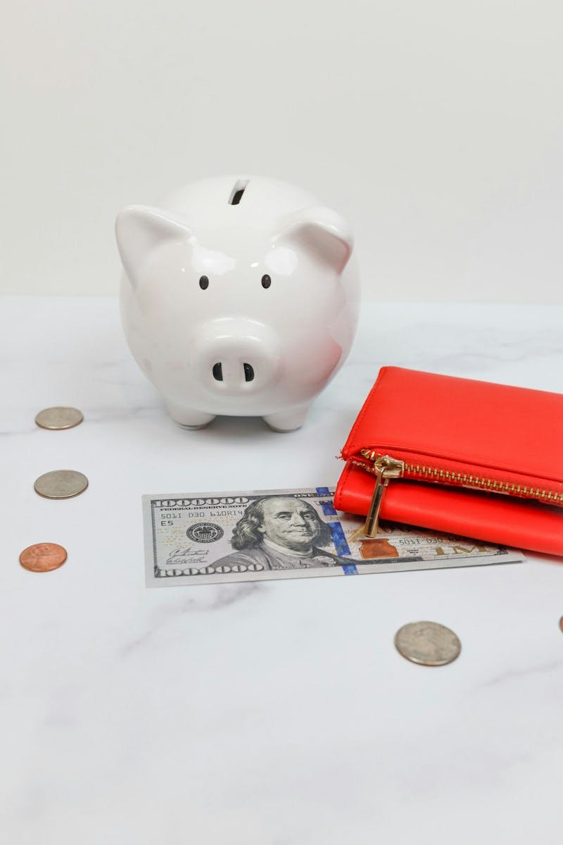 This feminine styled stock photo features money, cash, and coins and is perfect for business, accounting, or personal finance content.