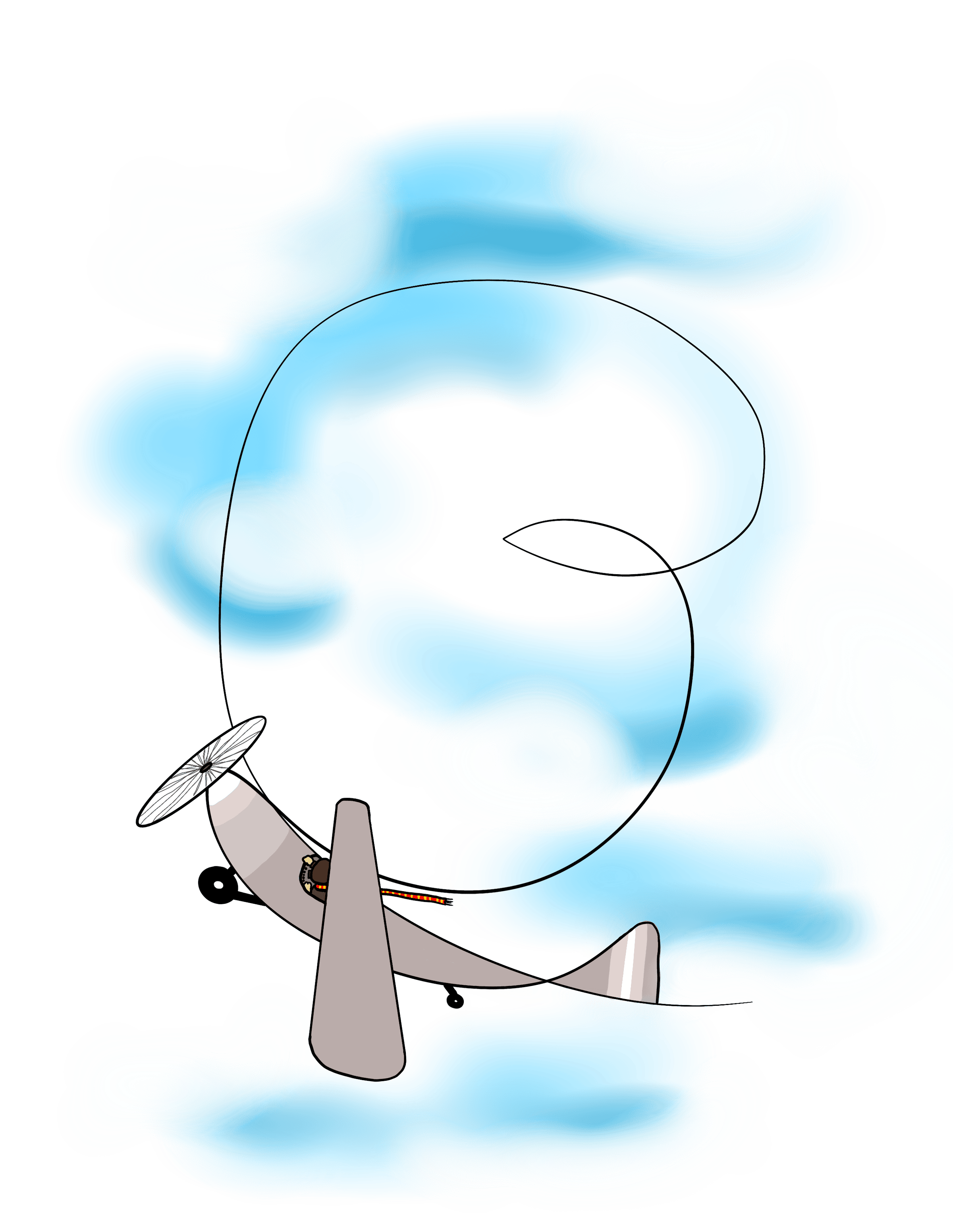 An aviator in the clouds.