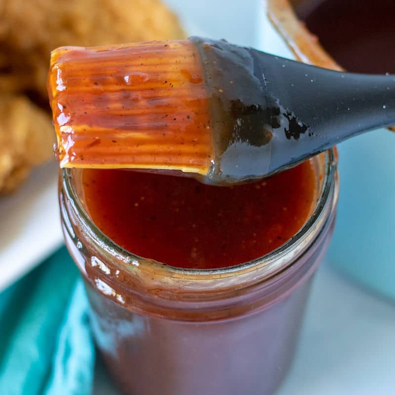 spicy bbq sauce with a brush.