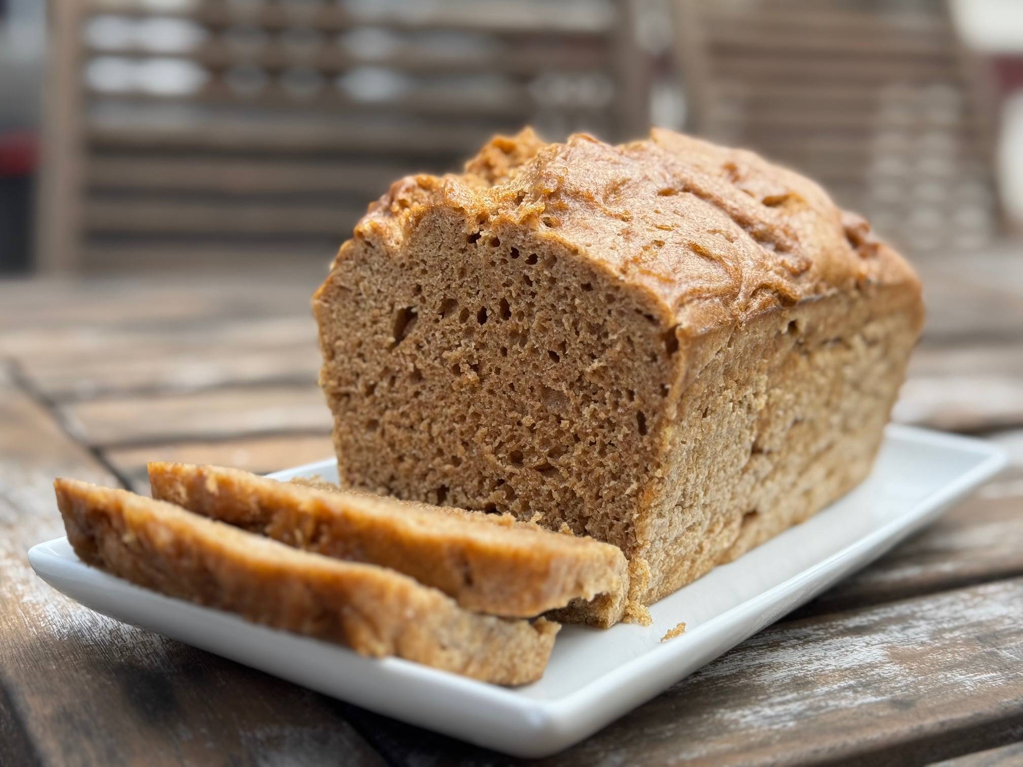 Sandwich Bread on white platter