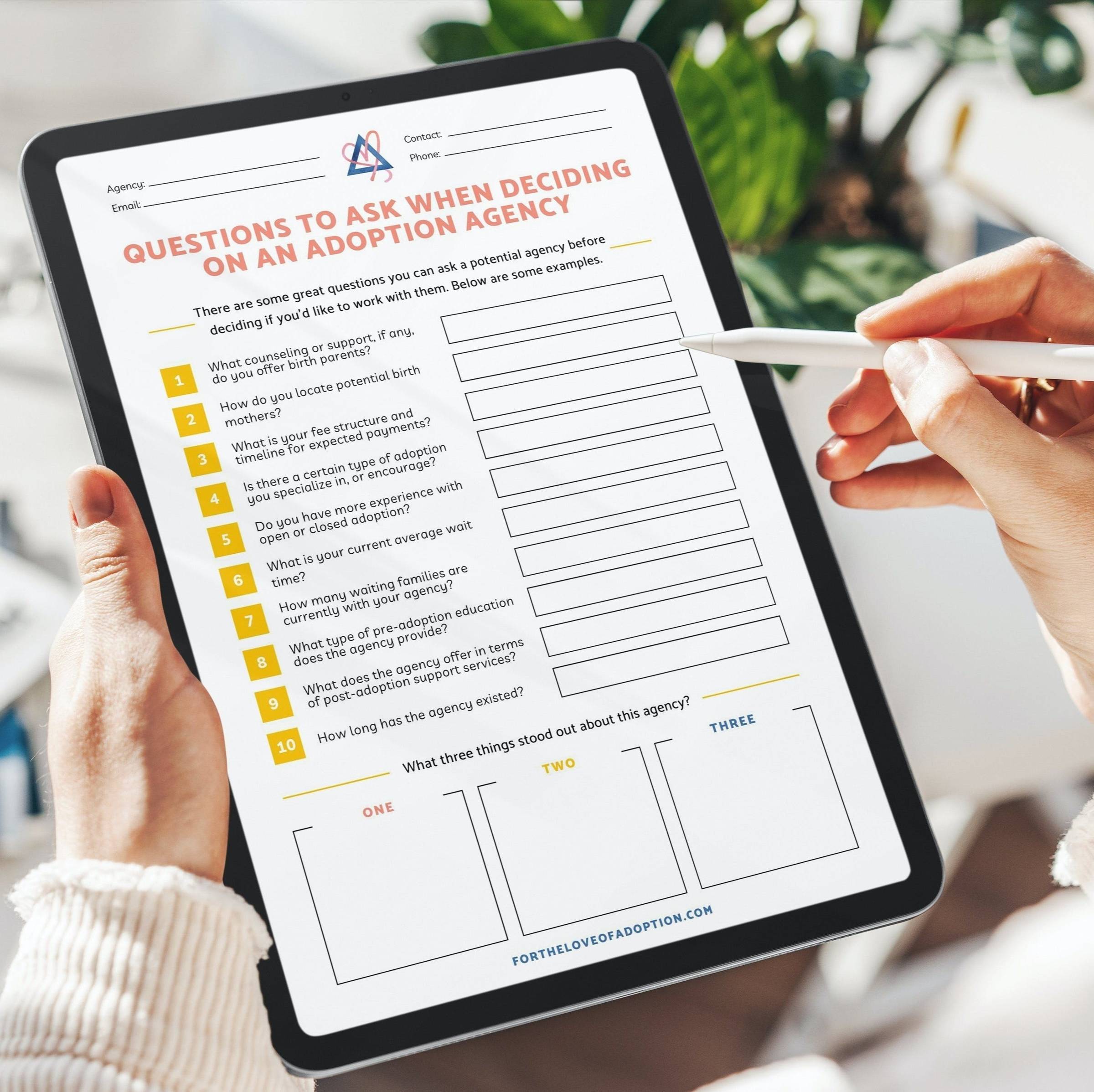 Adoption Agency Questions Landing Page
