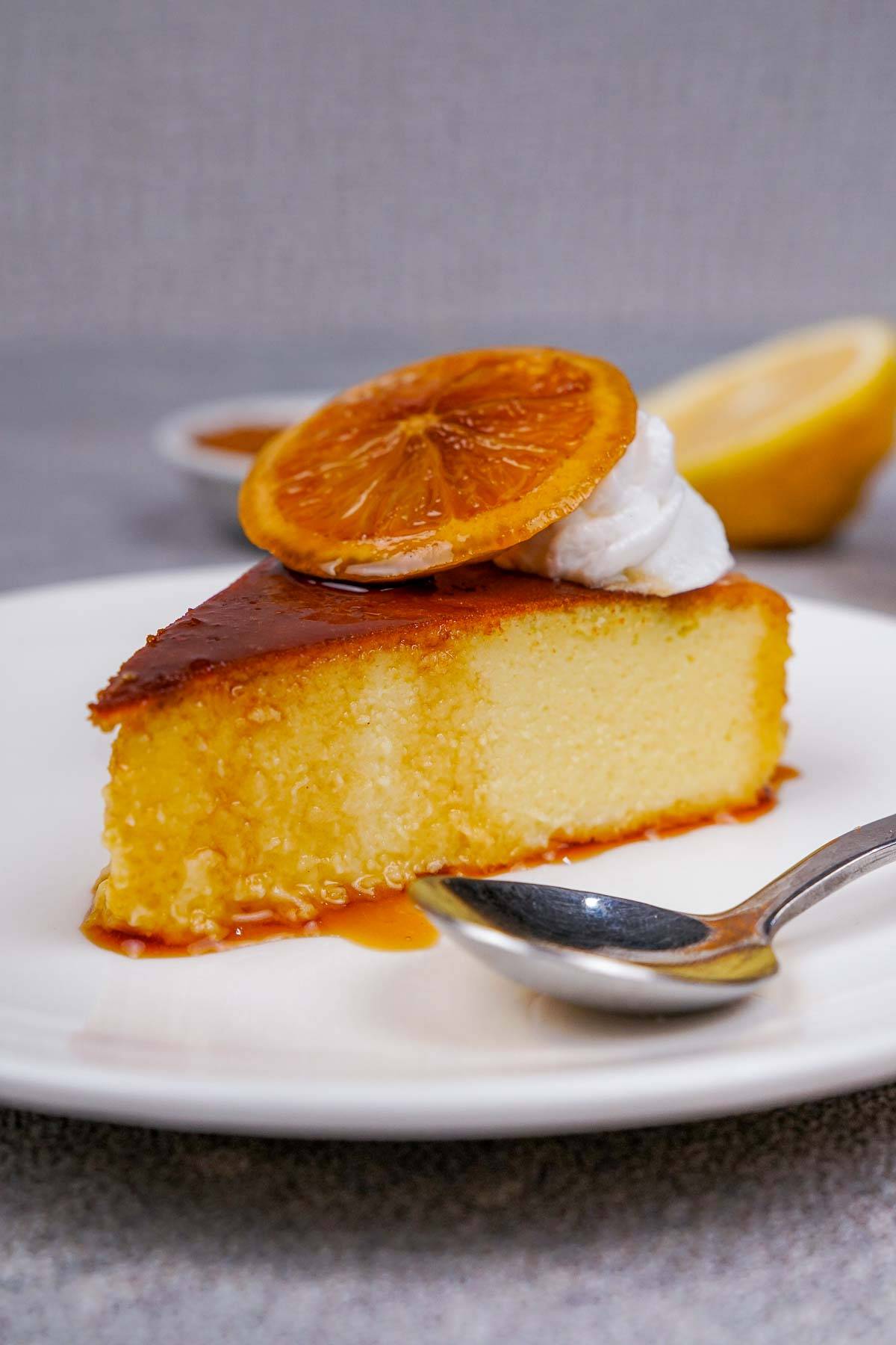 Lemon Basque Cheesecake on a plate