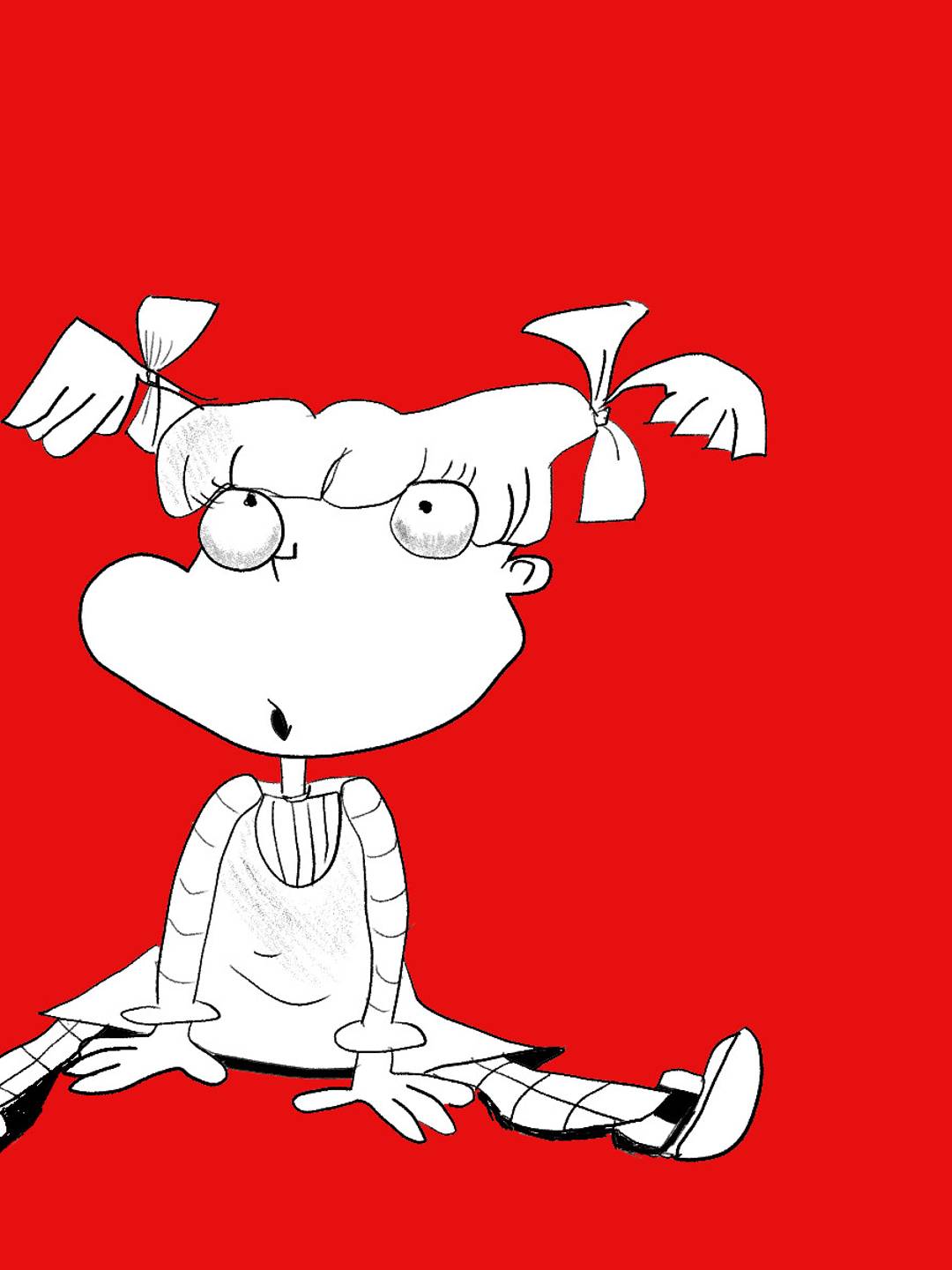 A hand drawn image of Angelica Pickles character