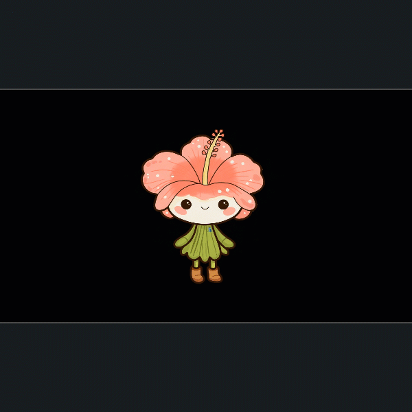 Hibiscus hand drawn characted animated. No sound.
