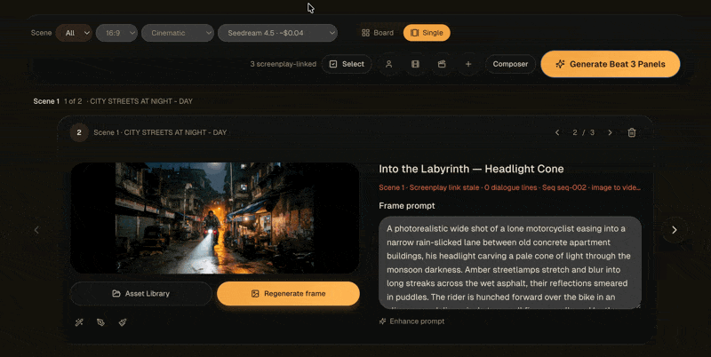Storyboard single view inspector