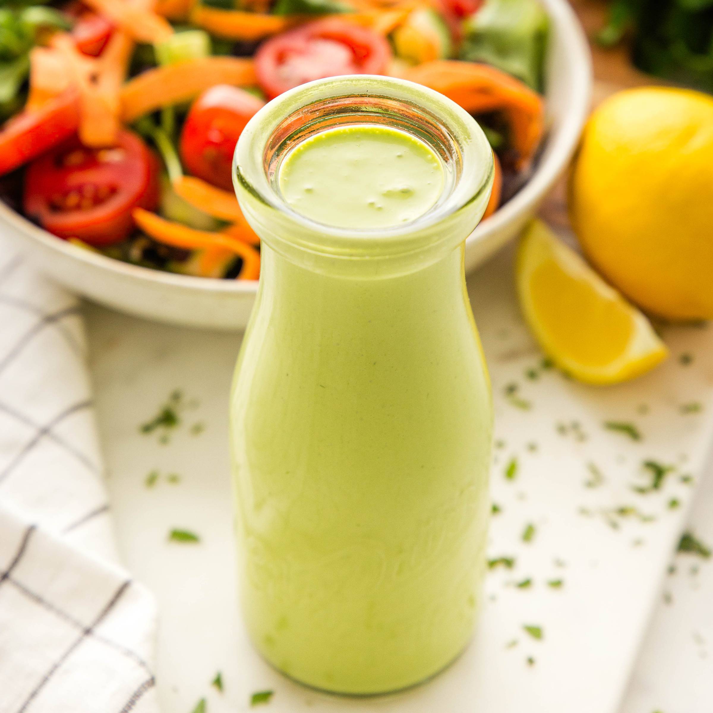 Green Goddess dressing in a bottle