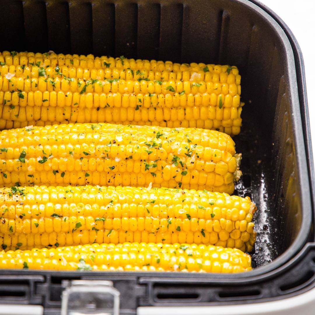 corn on the cob in an air fryer basket