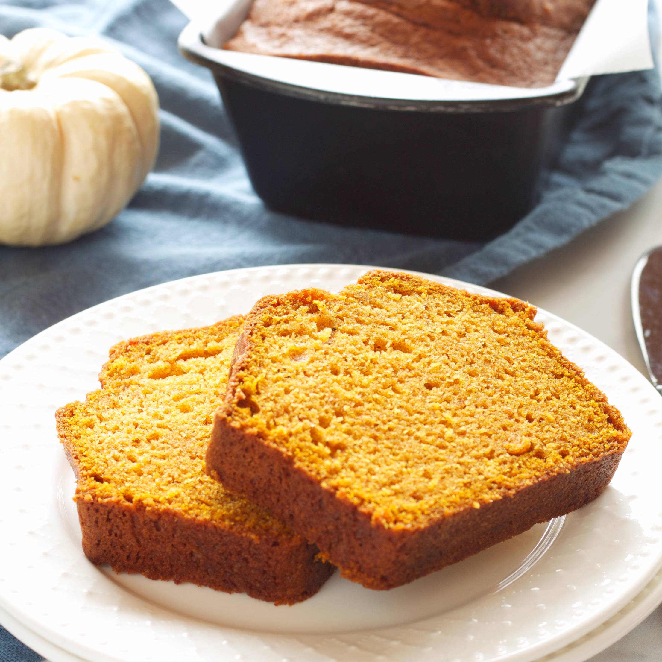 sliced pumpkin bread on a plate
