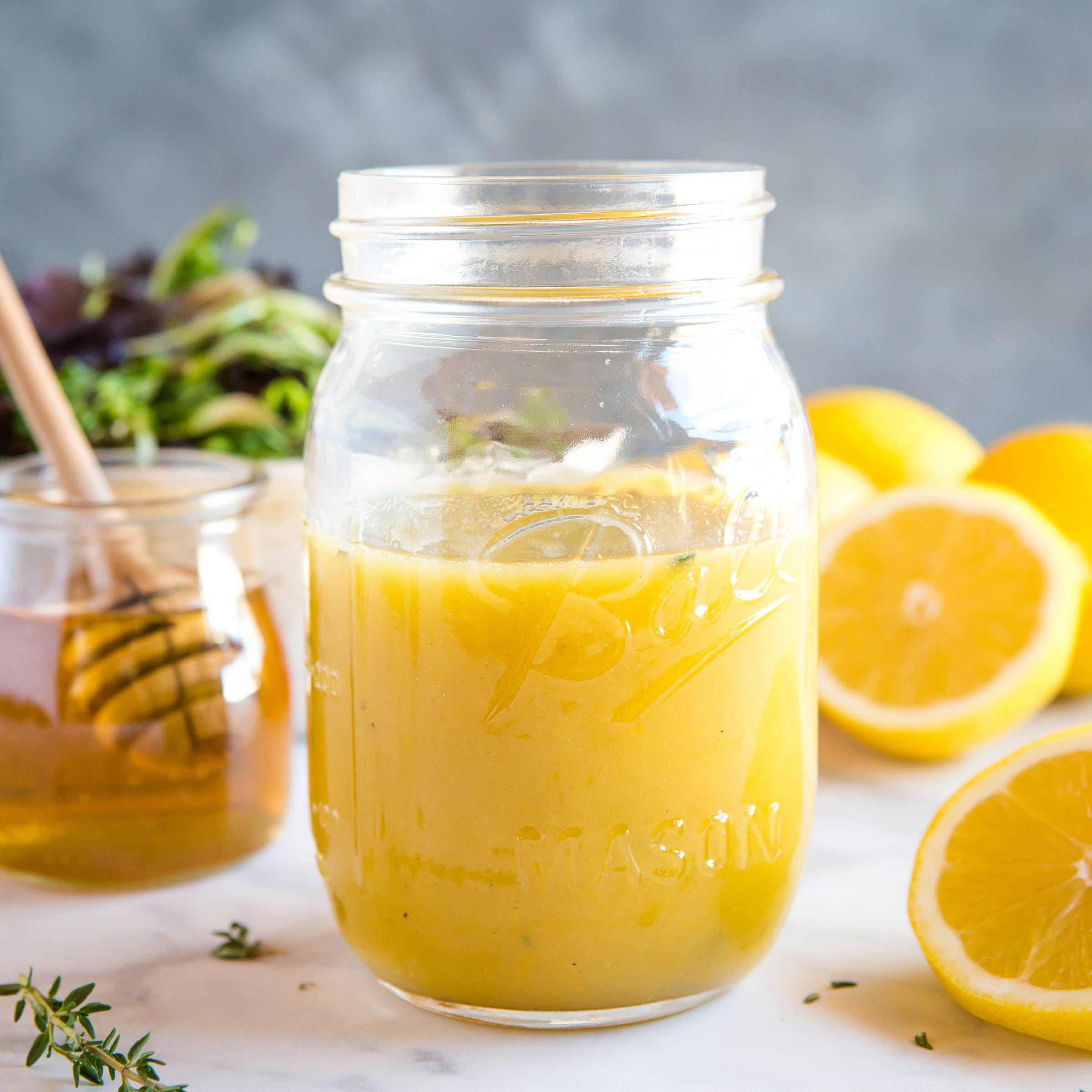 Honey Lemon Vinaigrette in a jar