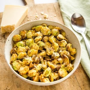 bowl of Air Fryer Brussels Sprouts