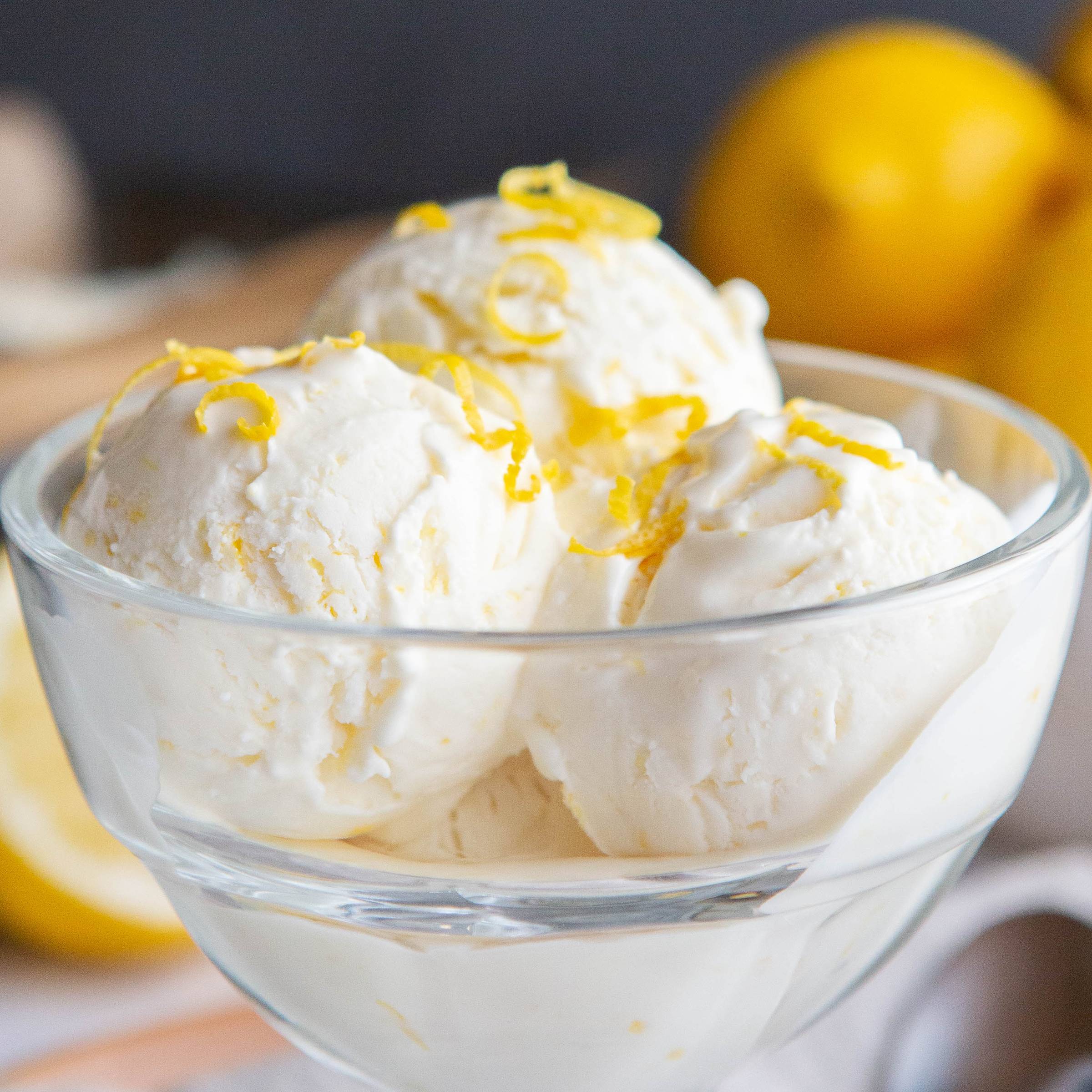 lemon ice cream in a dish
