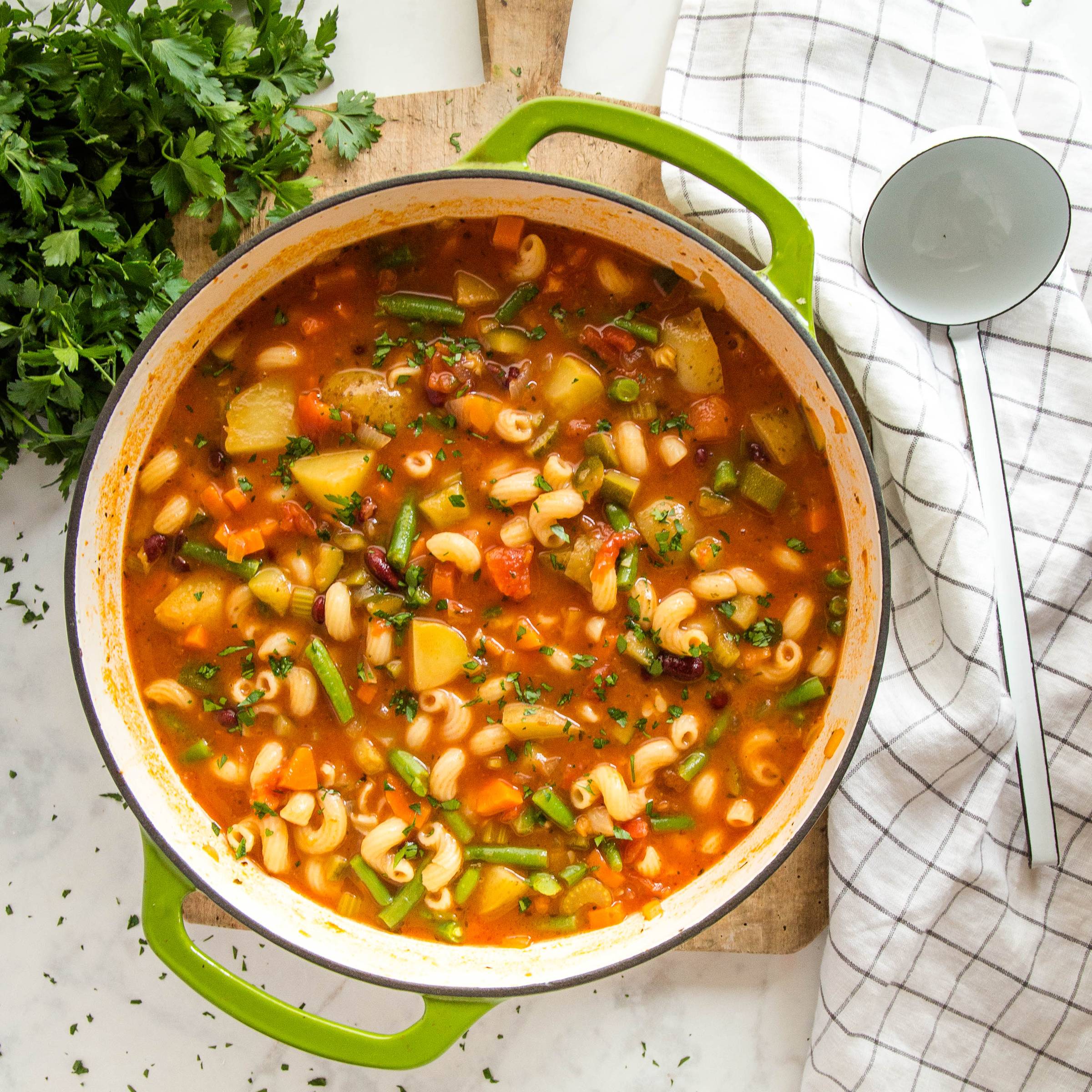 pot of minestrone soup