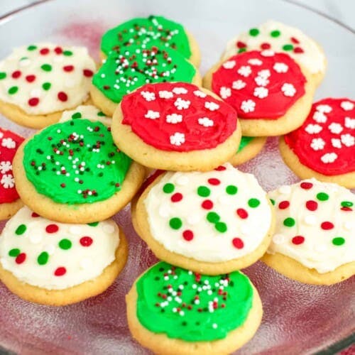 Frosted round cookies.