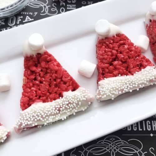 Santa Hat Rice Krispie Treats.