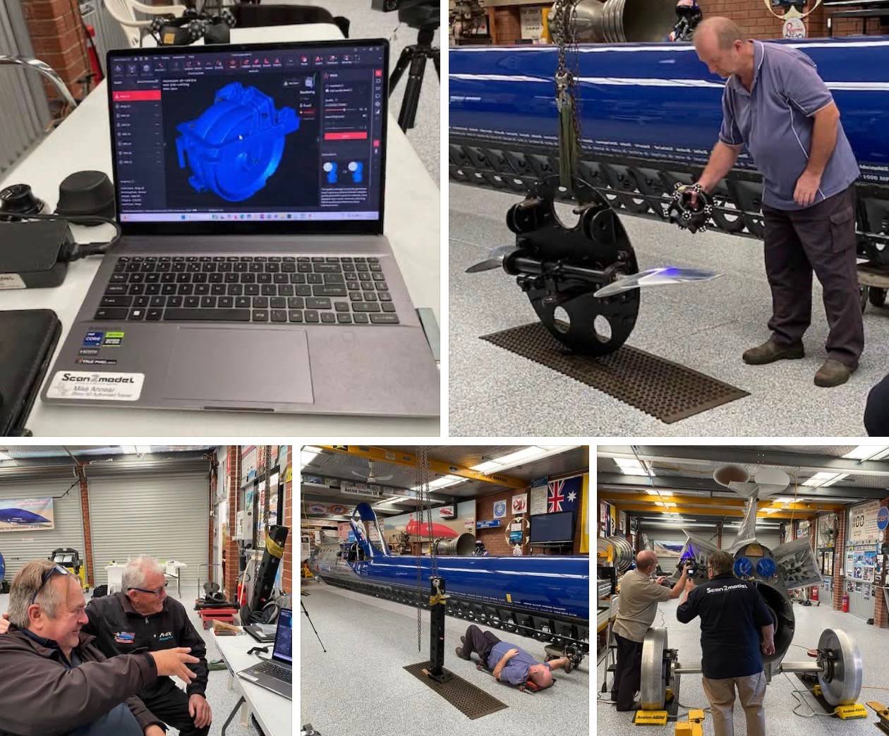Scanning of Aussie Invader 5R inside and out for rocket engine testing 