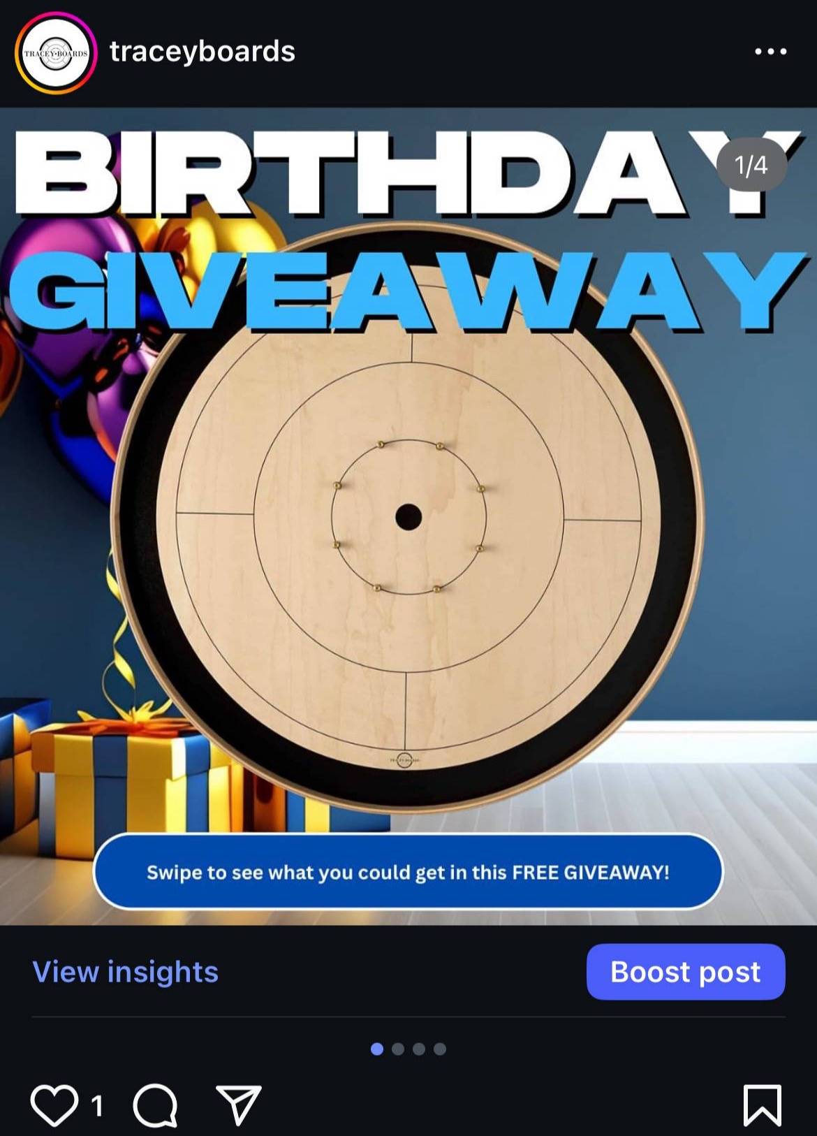Crokinole Board Giveaway happening on Instagram