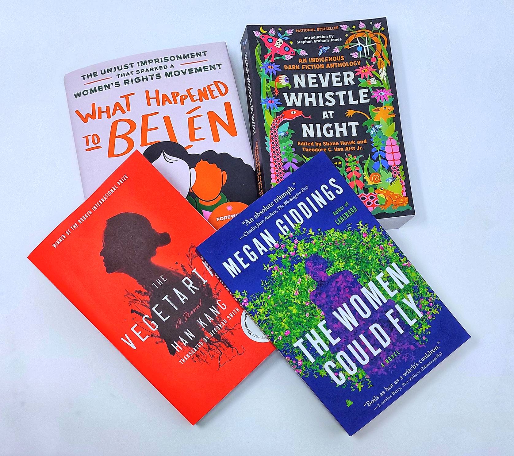 a display of four books