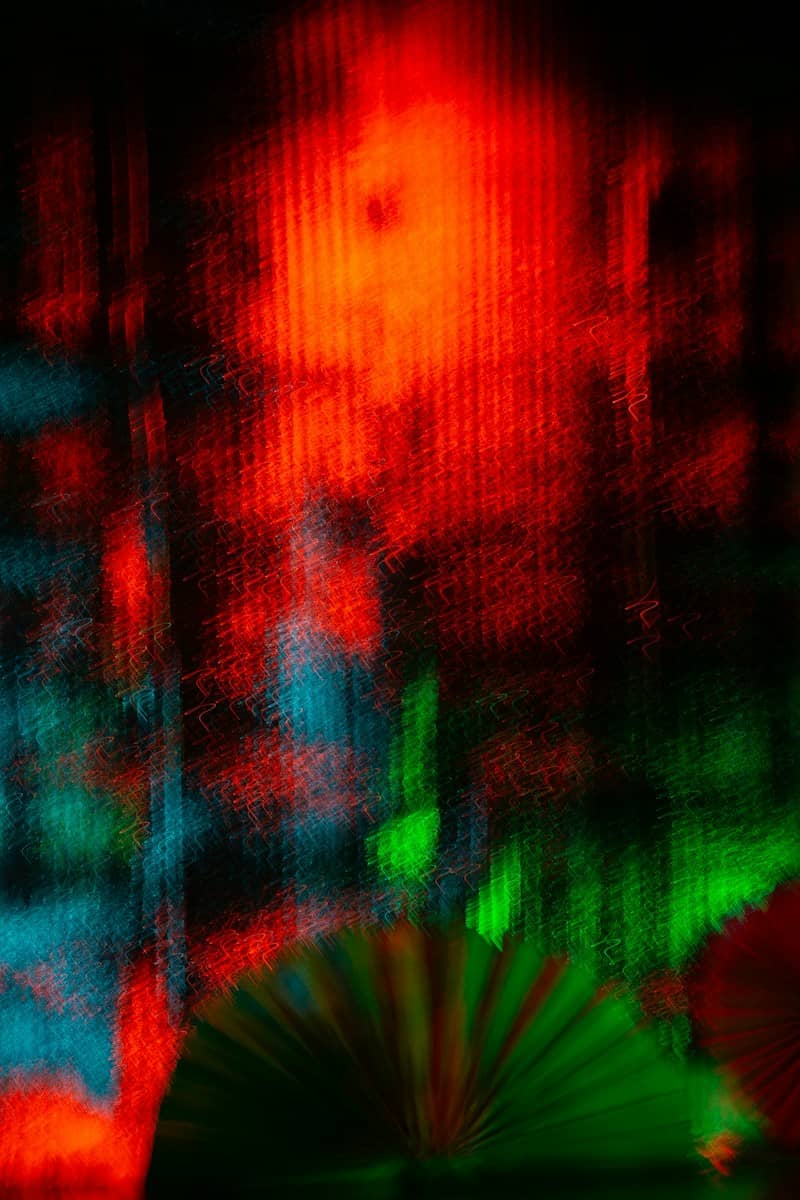 Abstract red and green lights with fan shape