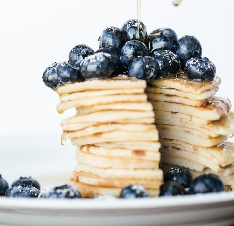 blueberries on pancake