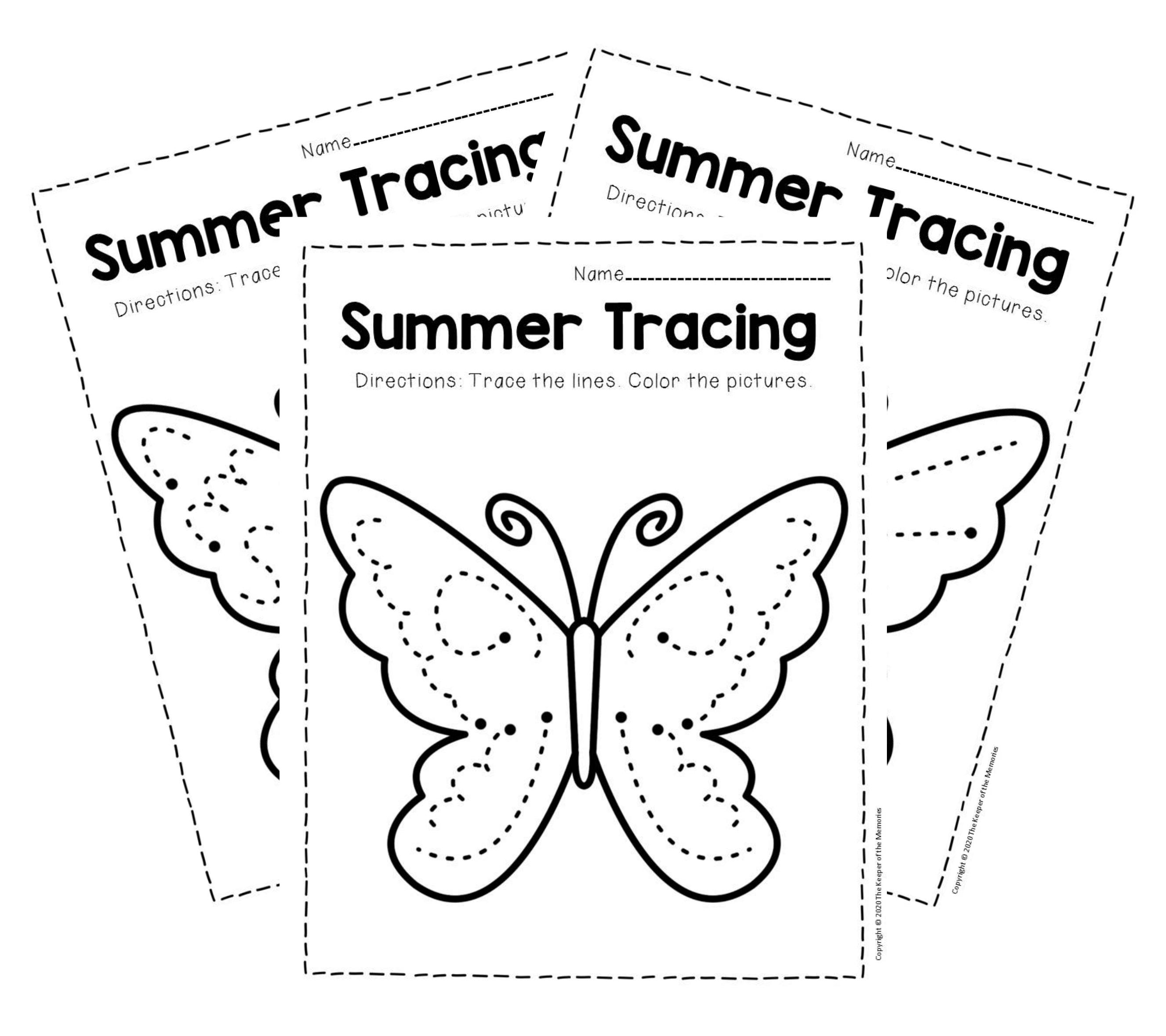 free printable tracing summer preschool worksheets the keeper of the memories