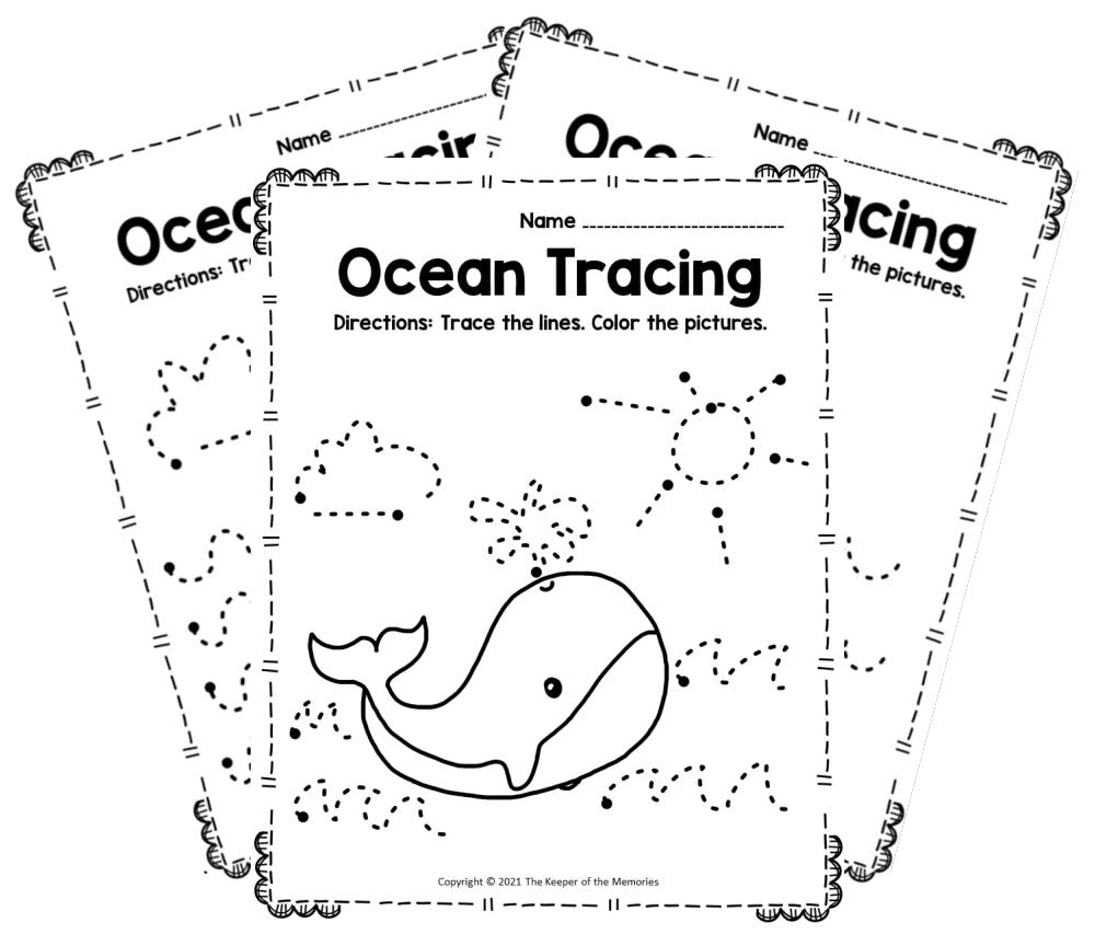 free printable tracing ocean preschool worksheets the keeper of the memories