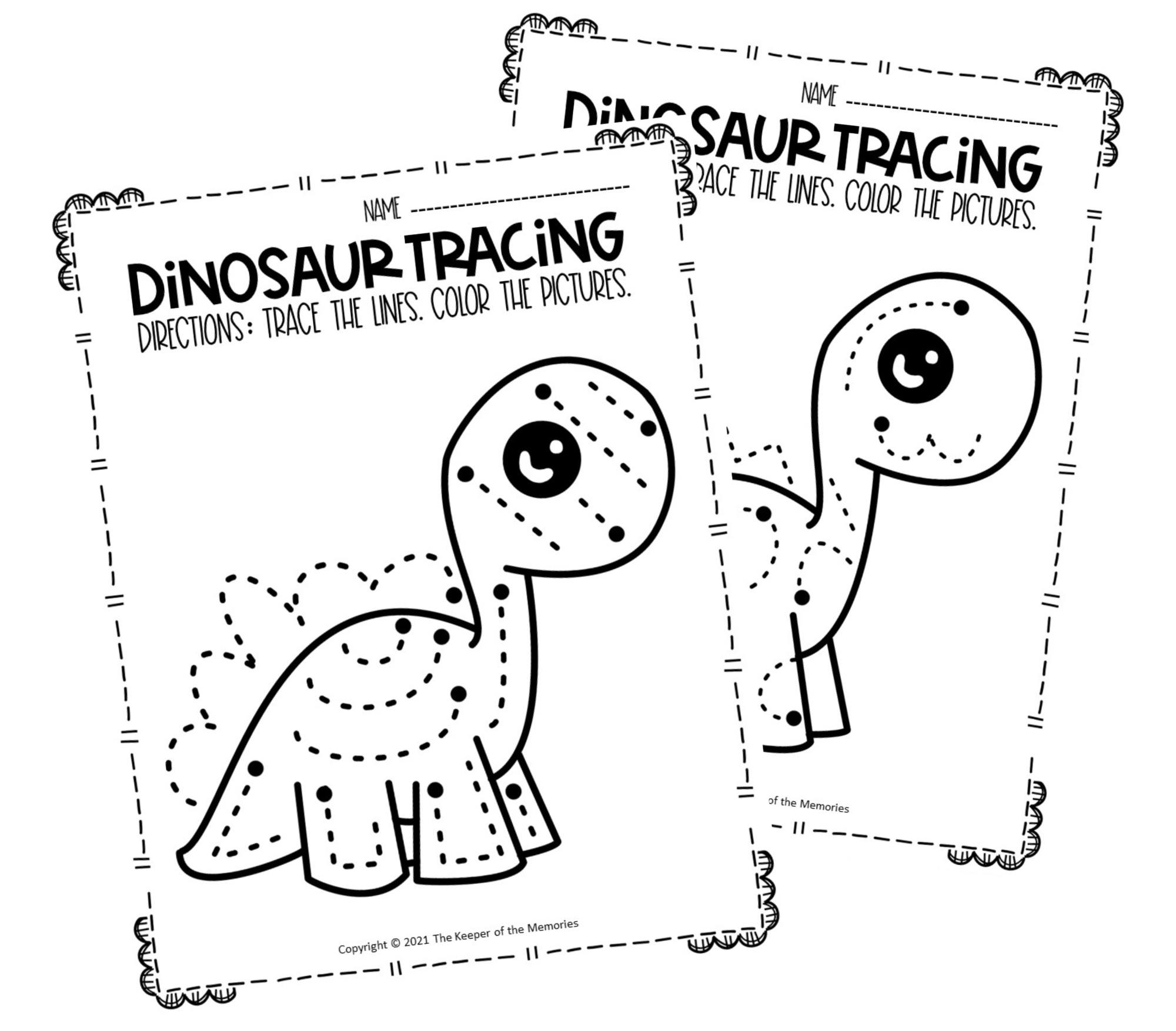 free printable dinosaur tracing preschool worksheets the keeper of the memories