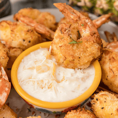 coconut shrimp with pina colada dipping sauce