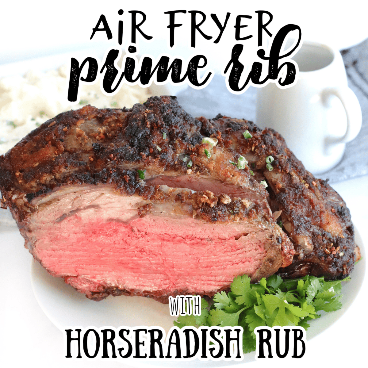 air fryer prime rib on a platter