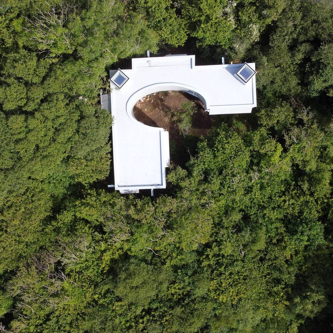 Stilt house aerial view