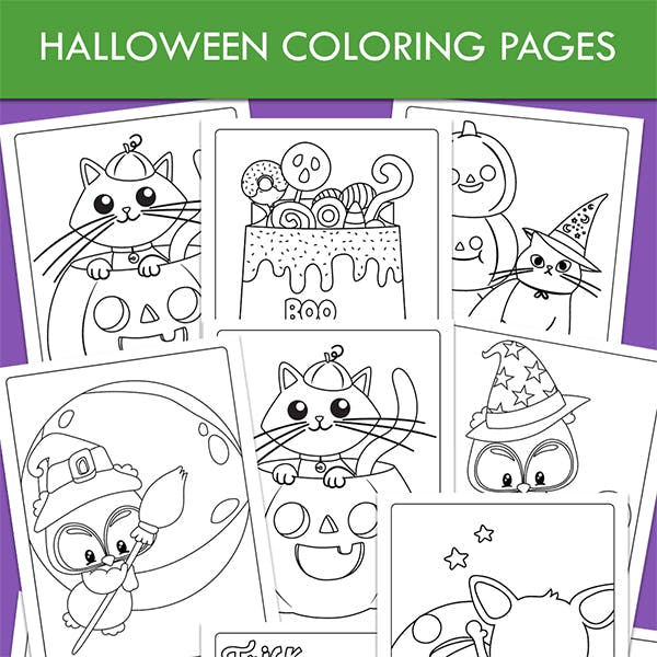 Halloween Coloring Pages For Kids Printable Set 10 Pages