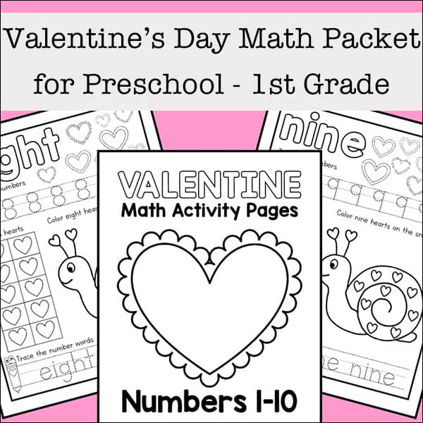 Valentine's Day Math Worksheets For Preschool - 1St Grade