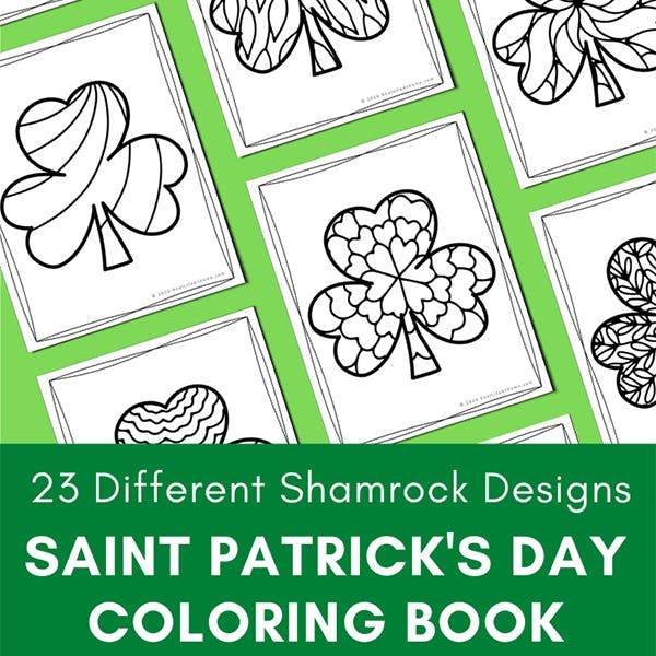 Saint Patrick S Day Coloring Pages With Shamrocks For Kids And Adults