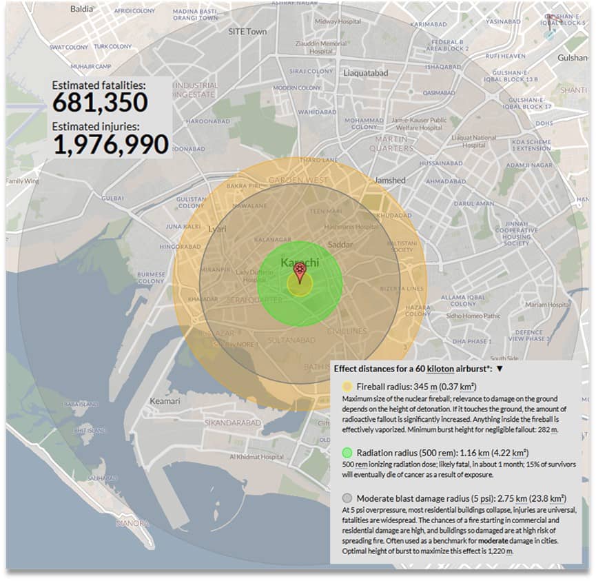 60 Kton Airburst Attack on Karachi, Pakistan