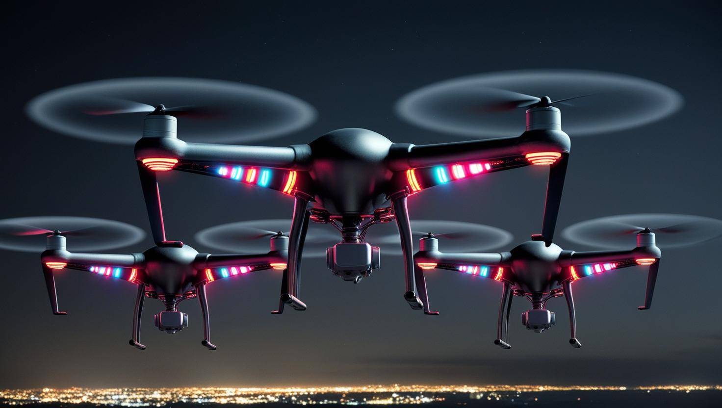A Swarm of 3 Drones operating at Night