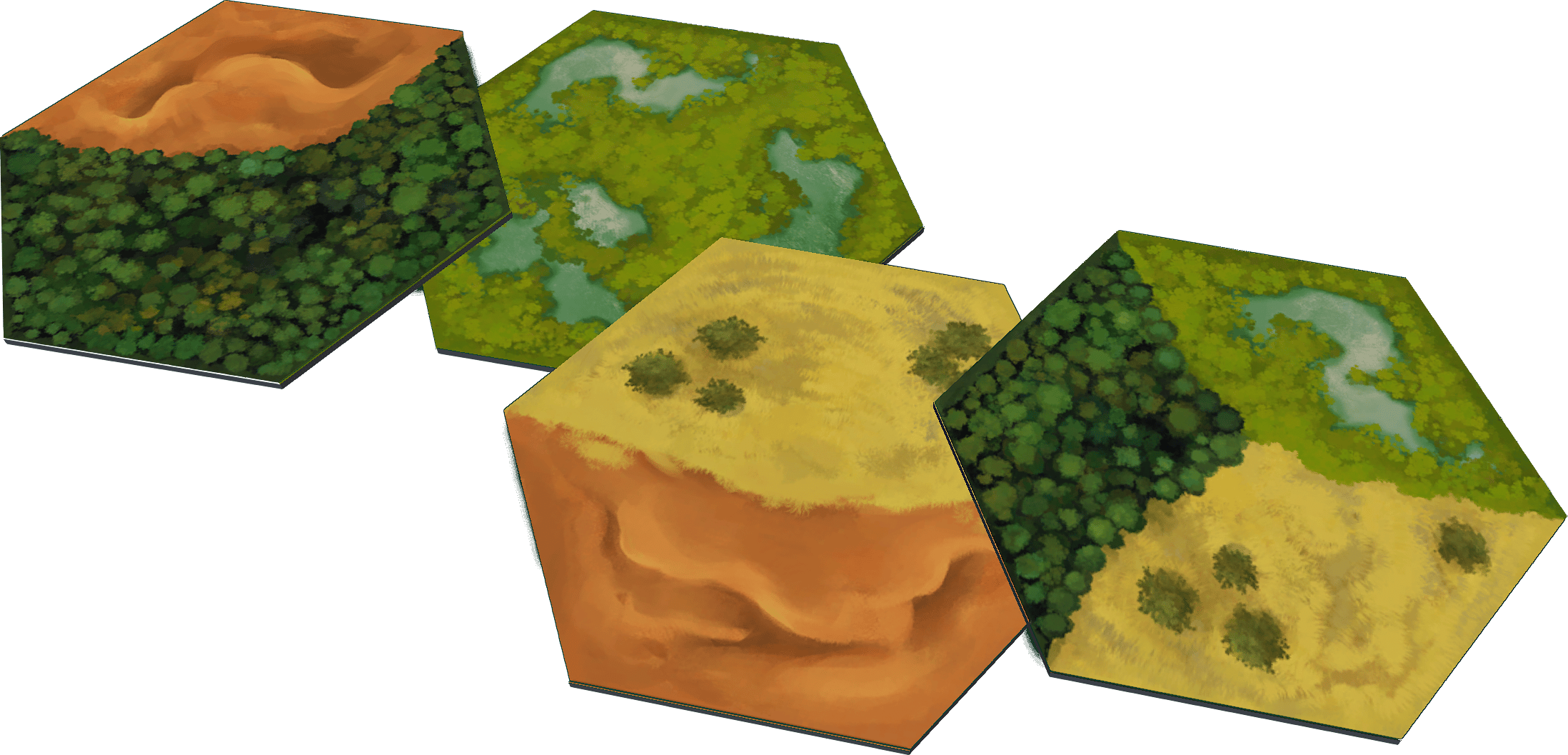 Four sample habitat tiles