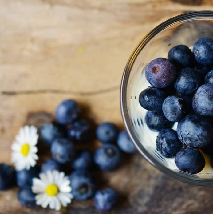 High protein breakfast of Greek yogurt and blueberries for holistic nutrition and a healthy protein breakfast
