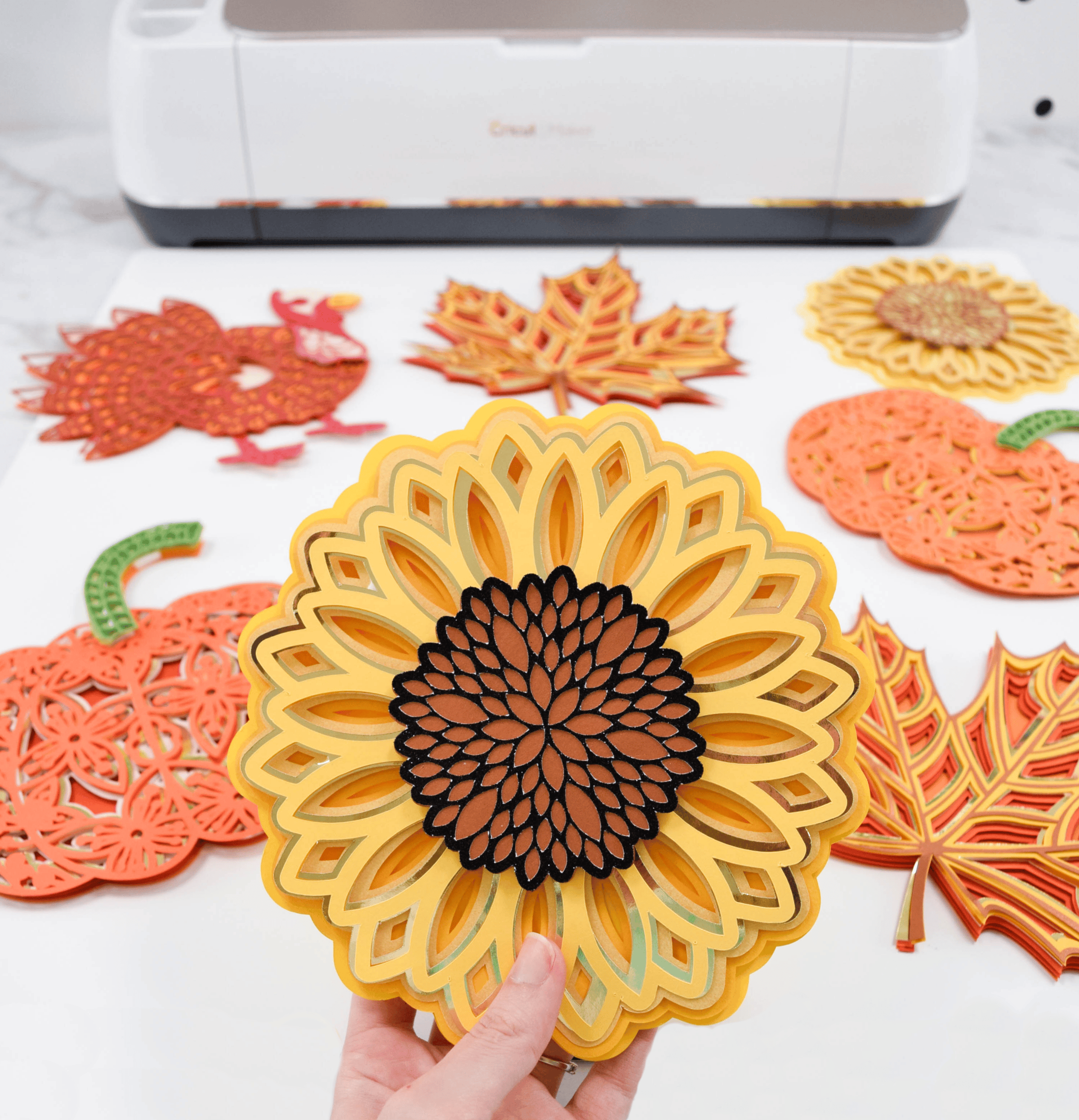 Download Free Pumpkin Fall Leaf And Sunflower Layered Mandala