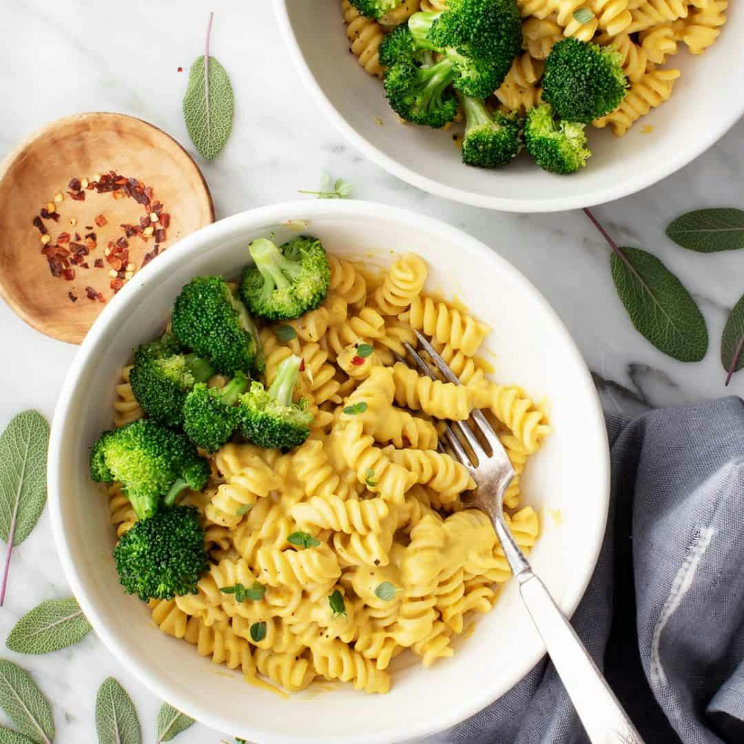 Bowl of butternut squash pasta