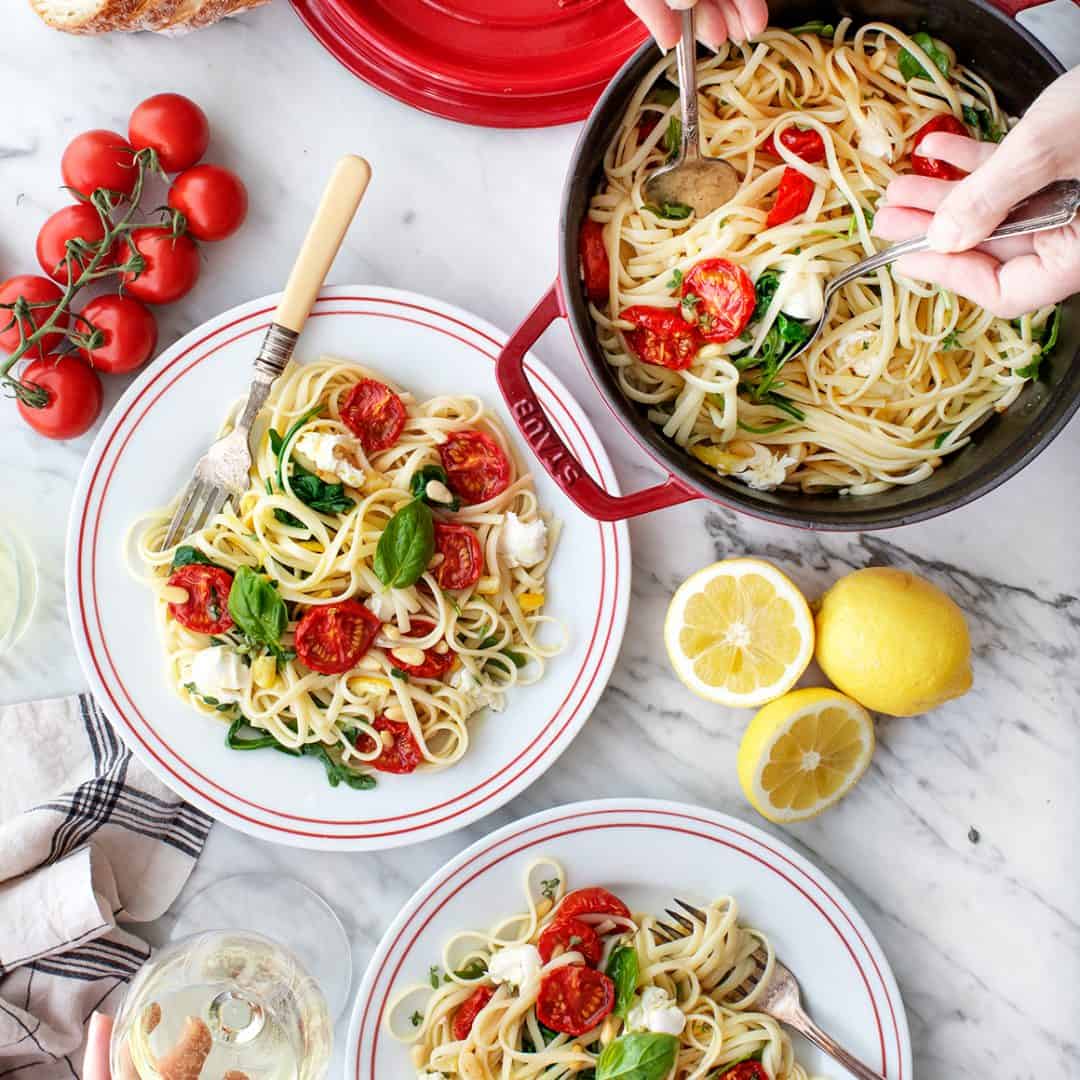 Linguine with lemon and tomatoes