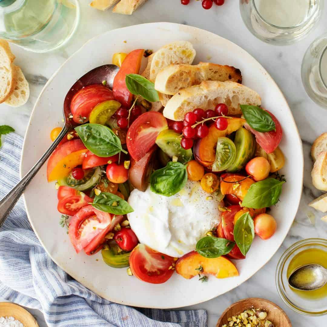 Burrata with heirloom tomatoes